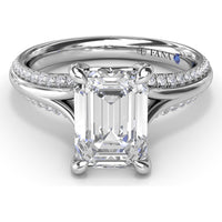 Cathedral Split Shank Engagement Ring Setting with Pavé Band and Hidden Diamond by Fana - 0.27 Carat Total Diamond Weight