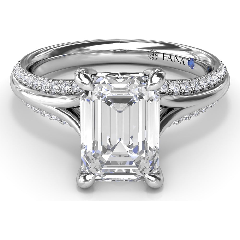 Cathedral Split Shank Engagement Ring Setting with Pavé Band and Hidden Diamond by Fana - 0.27 Carat Total Diamond Weight
