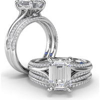 Cathedral Split Shank Engagement Ring Setting with Pavé Band and Hidden Diamond by Fana - 0.27 Carat Total Diamond Weight
