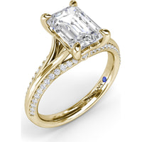 Cathedral Split Shank Engagement Ring Setting with Pavé Band and Hidden Diamond by Fana - 0.27 Carat Total Diamond Weight