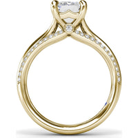Cathedral Split Shank Engagement Ring Setting with Pavé Band and Hidden Diamond by Fana - 0.27 Carat Total Diamond Weight