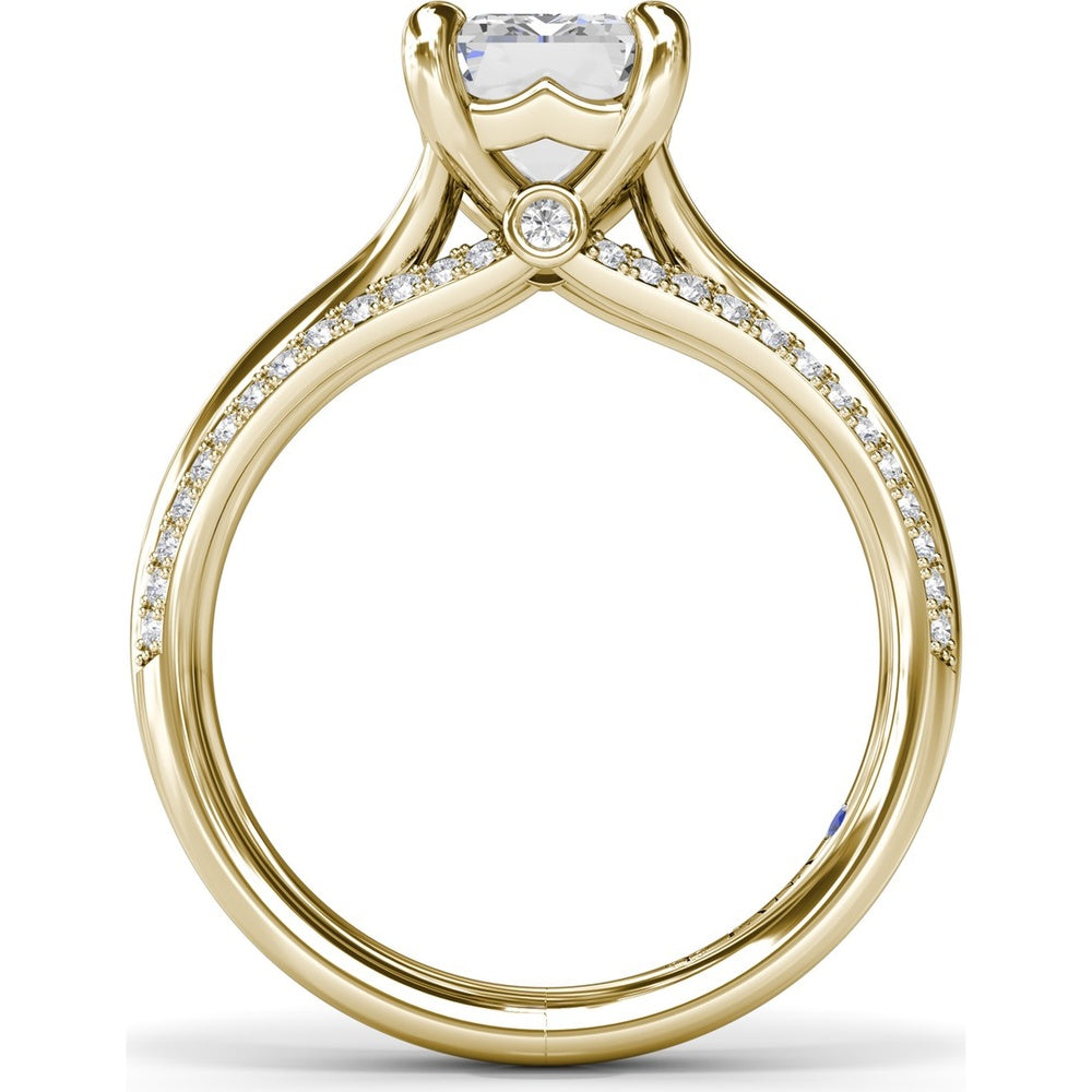 Cathedral Split Shank Engagement Ring Setting with Pavé Band and Hidden Diamond by Fana - 0.27 Carat Total Diamond Weight
