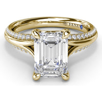 Cathedral Split Shank Engagement Ring Setting with Pavé Band and Hidden Diamond by Fana - 0.27 Carat Total Diamond Weight