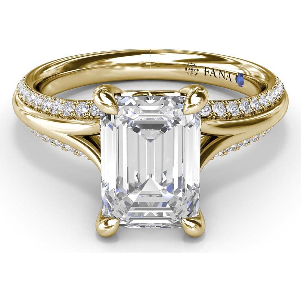 Cathedral Split Shank Engagement Ring Setting with Pavé Band and Hidden Diamond by Fana - 0.27 Carat Total Diamond Weight