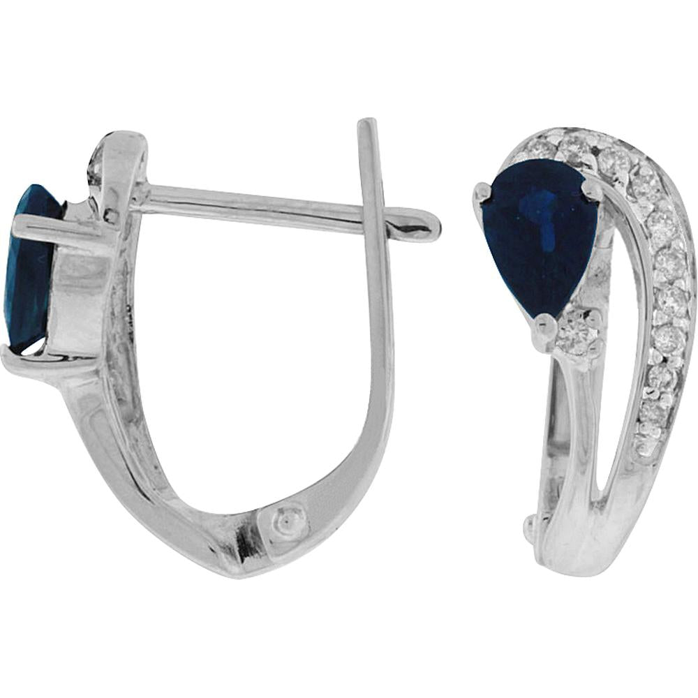 Celestial Beauty 14K White Gold Sapphire & Diamond Earrings - 1.00 Carat Total Gem Weight