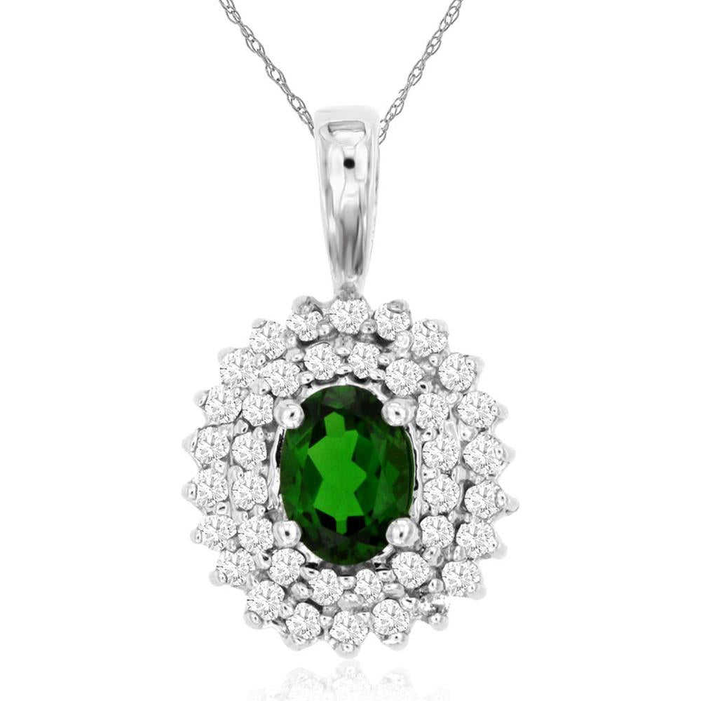 Celestial Glow:14K White Gold Russalite & Diamond Pendant