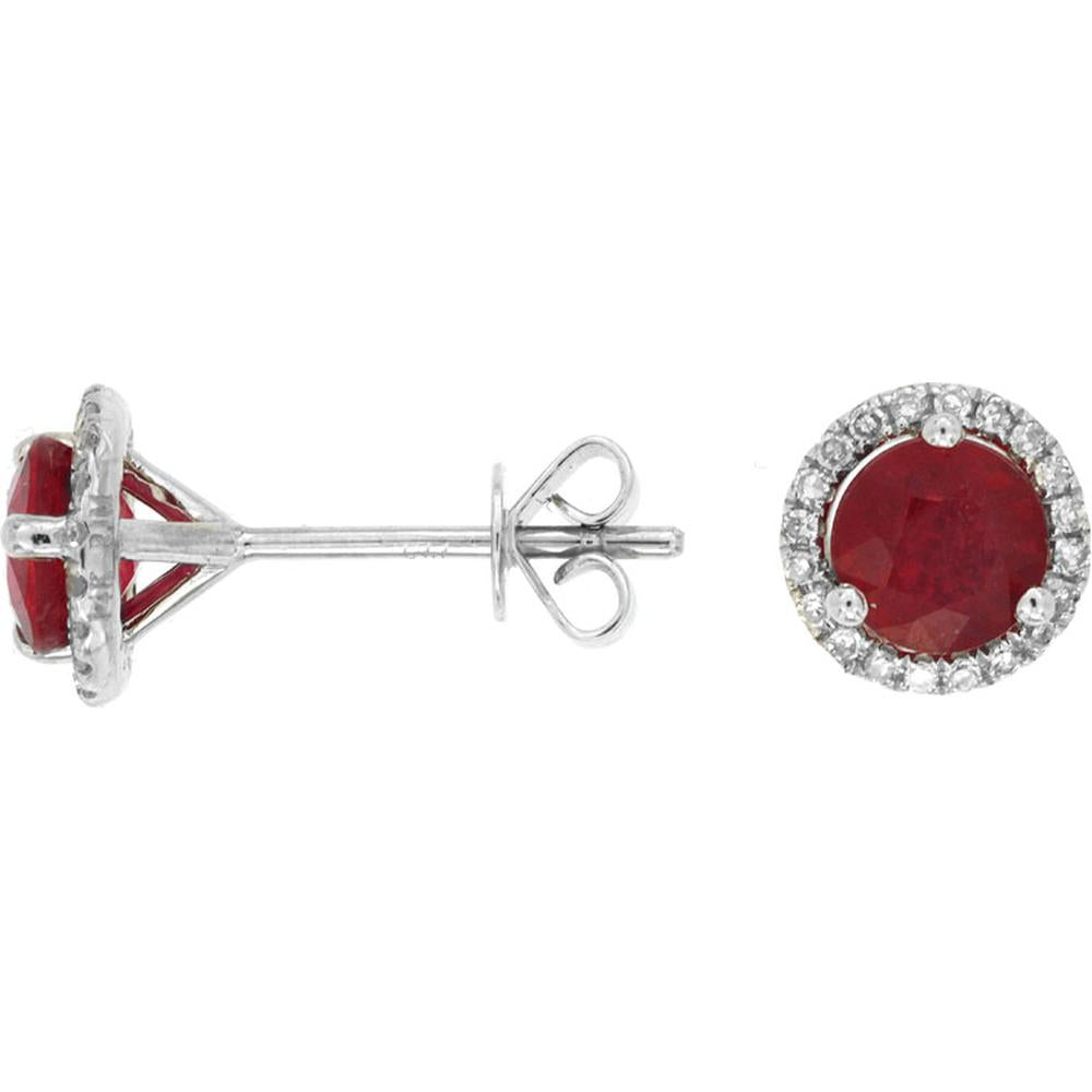 Celestial Splendor 14K White Gold Ruby & Diamond Earrings