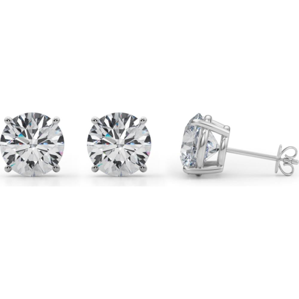 Certified Brilliance: Lab-Grown Diamond Stud Earrings - 6 Carats Total / Available in 14K White Gold or 14K Yellow Gold