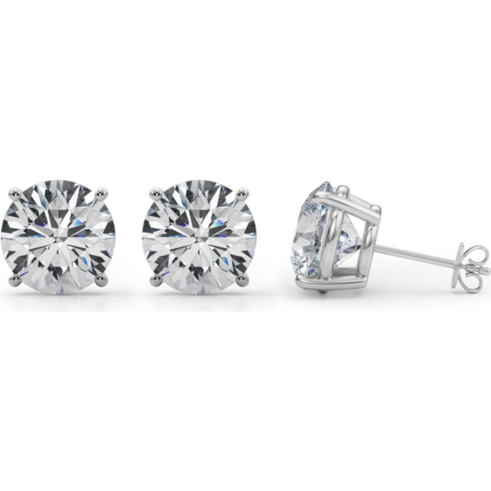Certified Brilliance: Lab-Grown Diamond Stud Earrings - 8 Carats Total / Available in 14K White Gold or 14K Yellow Gold