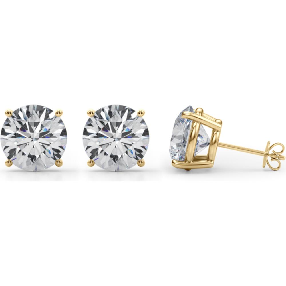Certified Brilliance: Lab-Grown Diamond Stud Earrings - 8 Carats Total / Available in 14K White Gold or 14K Yellow Gold
