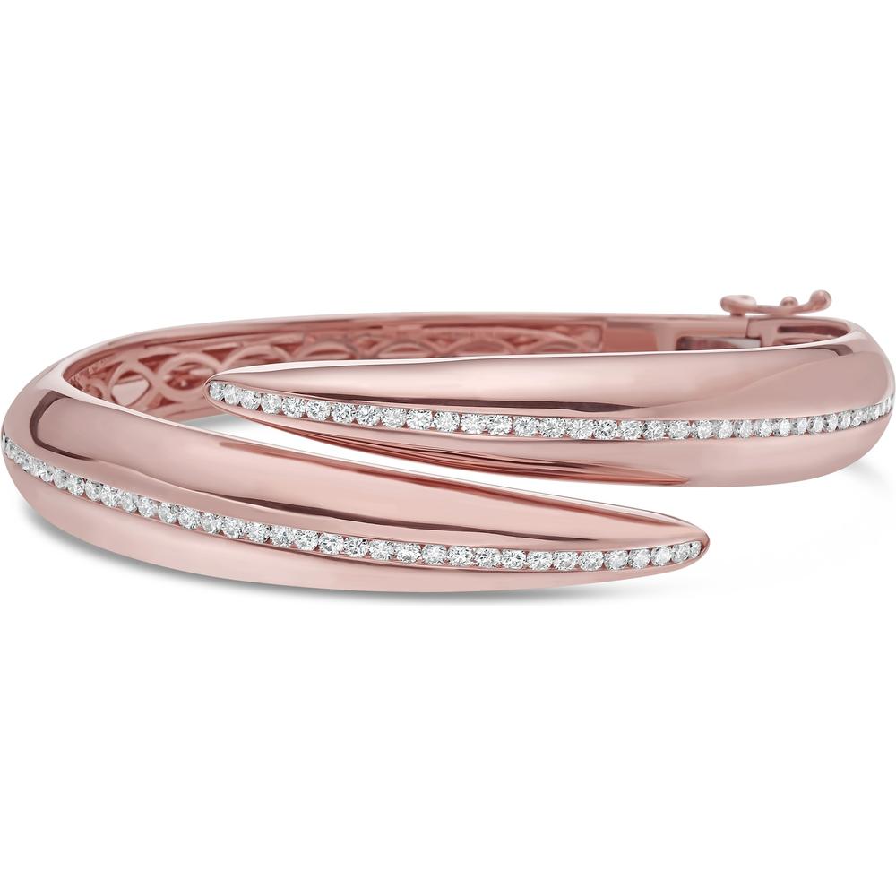 Chanel Set Diamond Bypass Cuff Bracelet in 18K Rose Gold by Charles Krypell