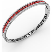 Channel Set Bangle with Round Rubies and Pavé Diamonds by Fana - 4.27 Carat Total Gemstone Weight