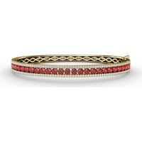 Channel Set Bangle with Round Rubies and Pavé Diamonds by Fana - 4.27 Carat Total Gemstone Weight