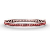 Channel Set Bangle with Round Rubies and Pavé Diamonds by Fana - 4.27 Carat Total Gemstone Weight
