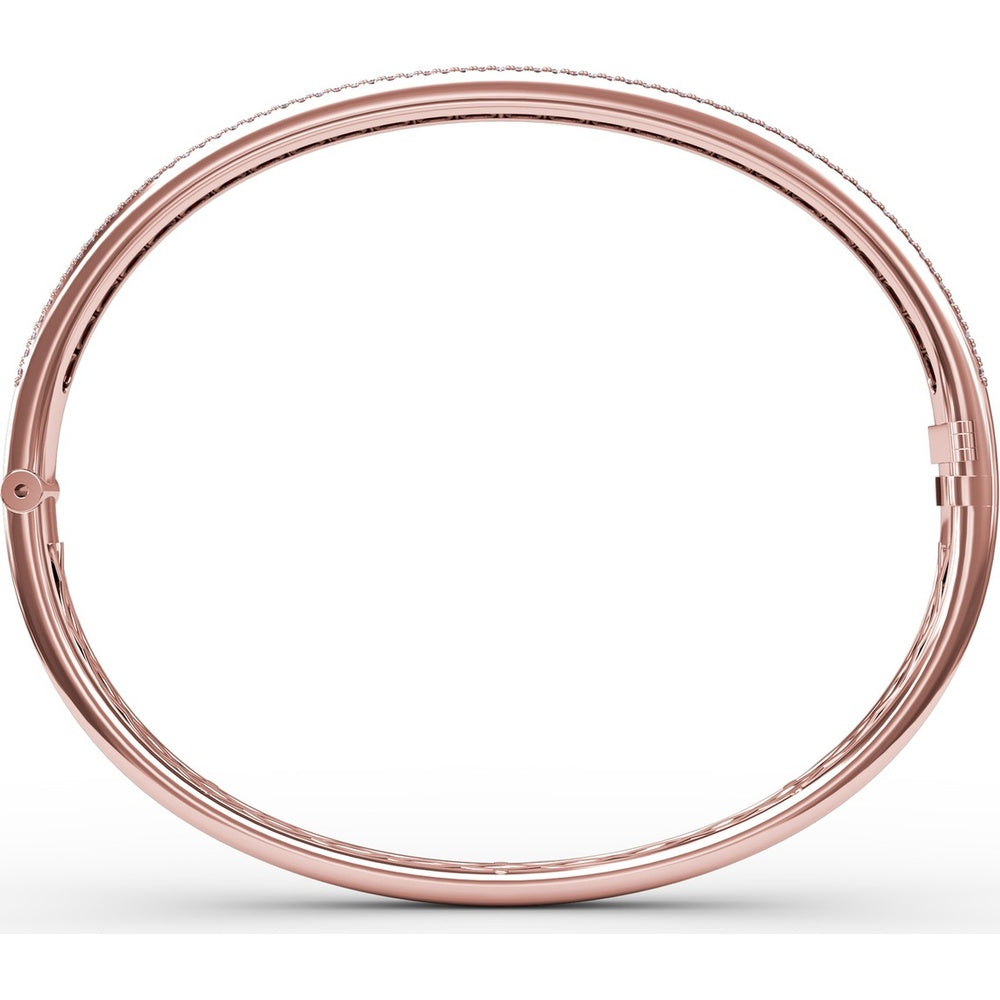 Channel Set Bangle with Round Rubies and Pavé Diamonds by Fana - 4.27 Carat Total Gemstone Weight