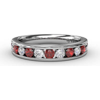 Channel Set Ring with Alternating Round Rubies and Diamonds by Fana - 0.84 Carat Total Gemstone Weight