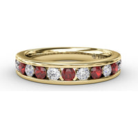 Channel Set Ring with Alternating Round Rubies and Diamonds by Fana - 0.84 Carat Total Gemstone Weight
