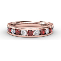 Channel Set Ring with Alternating Round Rubies and Diamonds by Fana - 0.84 Carat Total Gemstone Weight