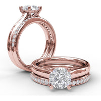 Channel Set Round Diamond Wedding Band with Prong Accents by Fana - 0.26 Carat Total Diamond Weight