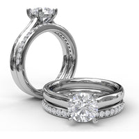 Channel Set Round Diamond Wedding Band with Prong Accents by Fana - 0.26 Carat Total Diamond Weight