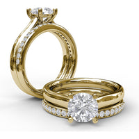 Channel Set Round Diamond Wedding Band with Prong Accents by Fana - 0.26 Carat Total Diamond Weight