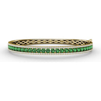 Channel Set Round Emerald and Pavé Diamond Bangle with Openwork Sides by Fana - 3.75 Carat Total Gemstone Weight