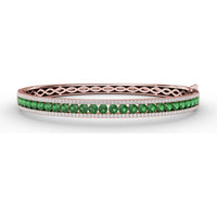 Channel Set Round Emerald and Pavé Diamond Bangle with Openwork Sides by Fana - 3.75 Carat Total Gemstone Weight