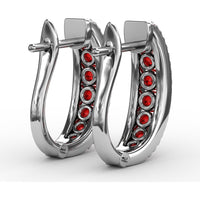 Channel Set Ruby and Diamond Fashion Hoop Earrings by Fana - 2.15 Carat Total Gemstone Weight
