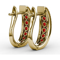 Channel Set Ruby and Diamond Fashion Hoop Earrings by Fana - 2.15 Carat Total Gemstone Weight