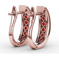 Channel Set Ruby and Diamond Fashion Hoop Earrings by Fana - 2.15 Carat Total Gemstone Weight