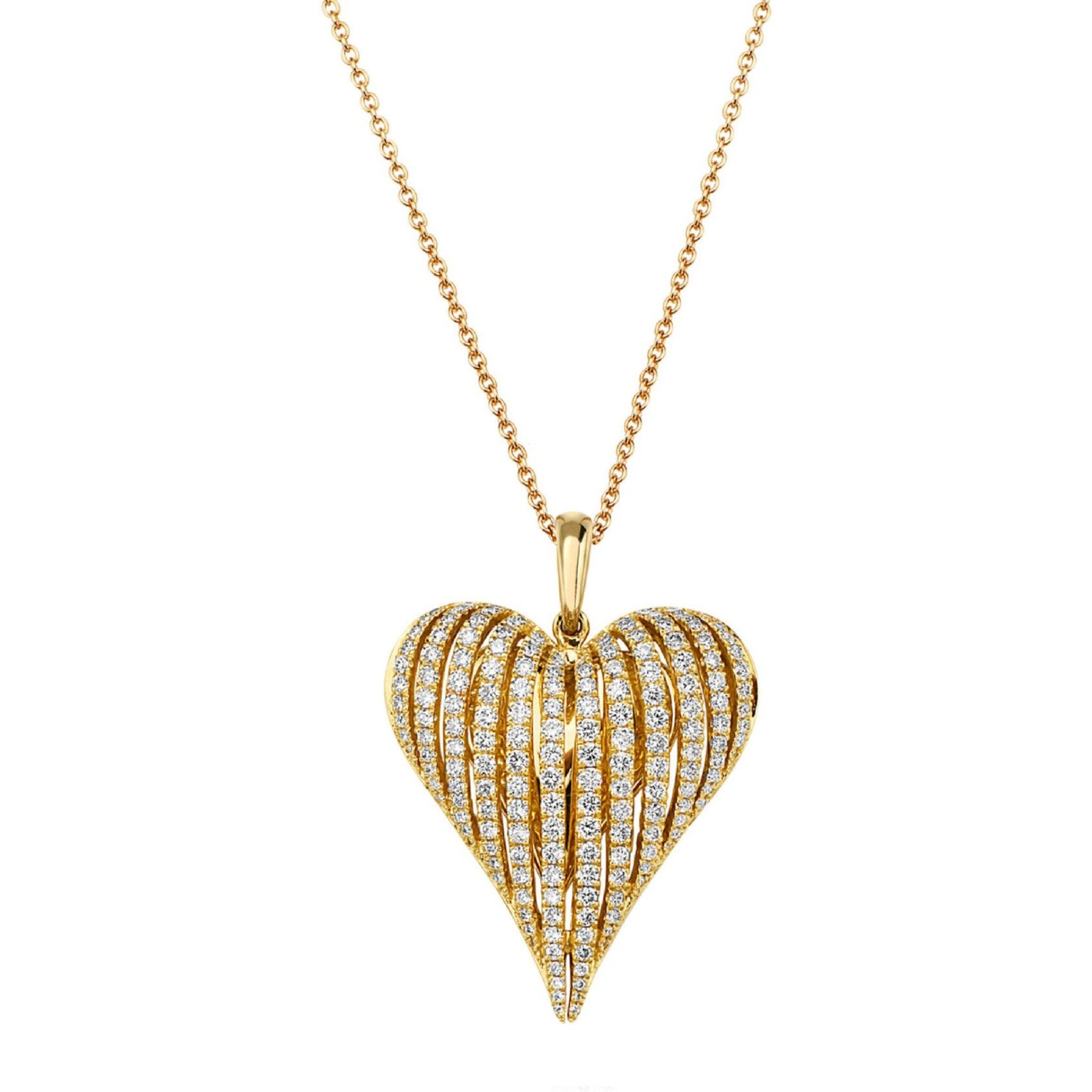 Charles Krypell - Angel Heart Large Diamond Pendant - Yellow Gold and Diamond