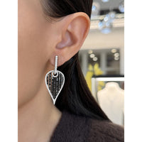 Charles Krypell - Diamond and Black Diamond Birdcage Leaf Earrings in 18K White Gold
