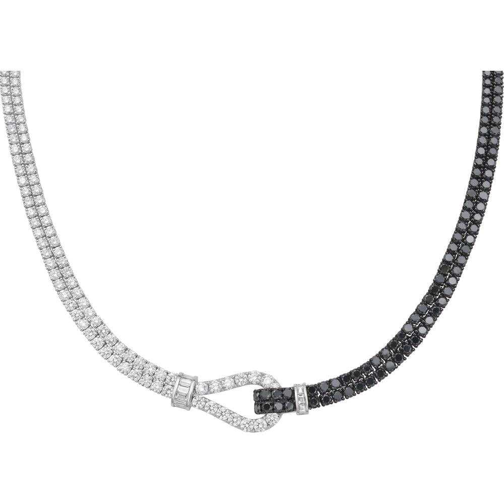Charles Krypell - Diamond and Black Diamond Black Diamond Lasso Necklace in 18K White Gold