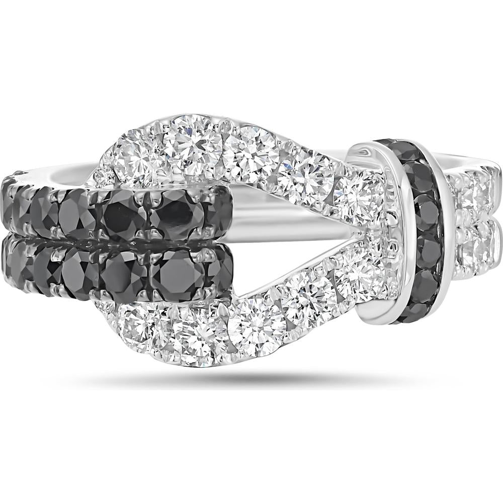 Charles Krypell - Diamond and Black Diamond Black Diamond Lasso Ring in 18K White Gold