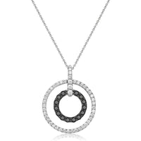Charles Krypell - Diamond and Black Diamond Double Circle Pendant in 18K White Gold
