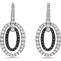 Charles Krypell - Diamond and Black Diamond Double Oval Drop Earrings in 18K White Gold