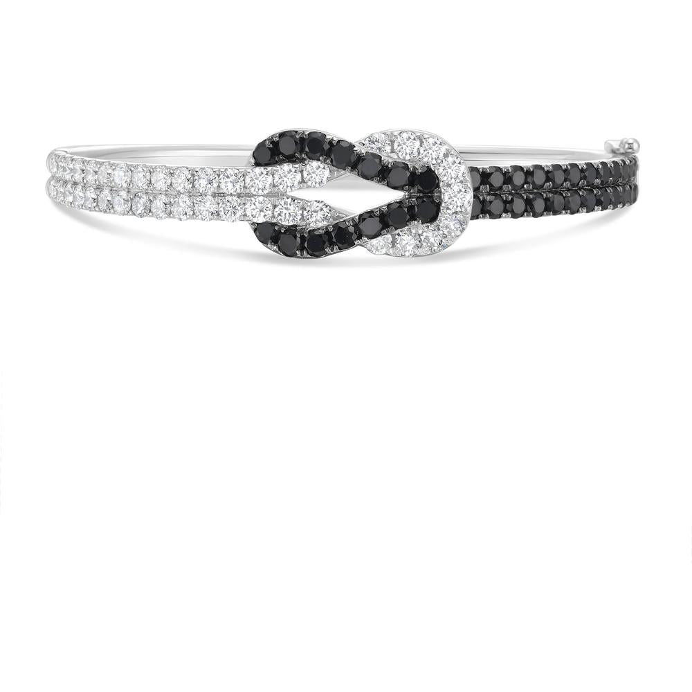 Charles Krypell - Diamond and Black Diamond Hercules Knot Bangle in 18K White Gold