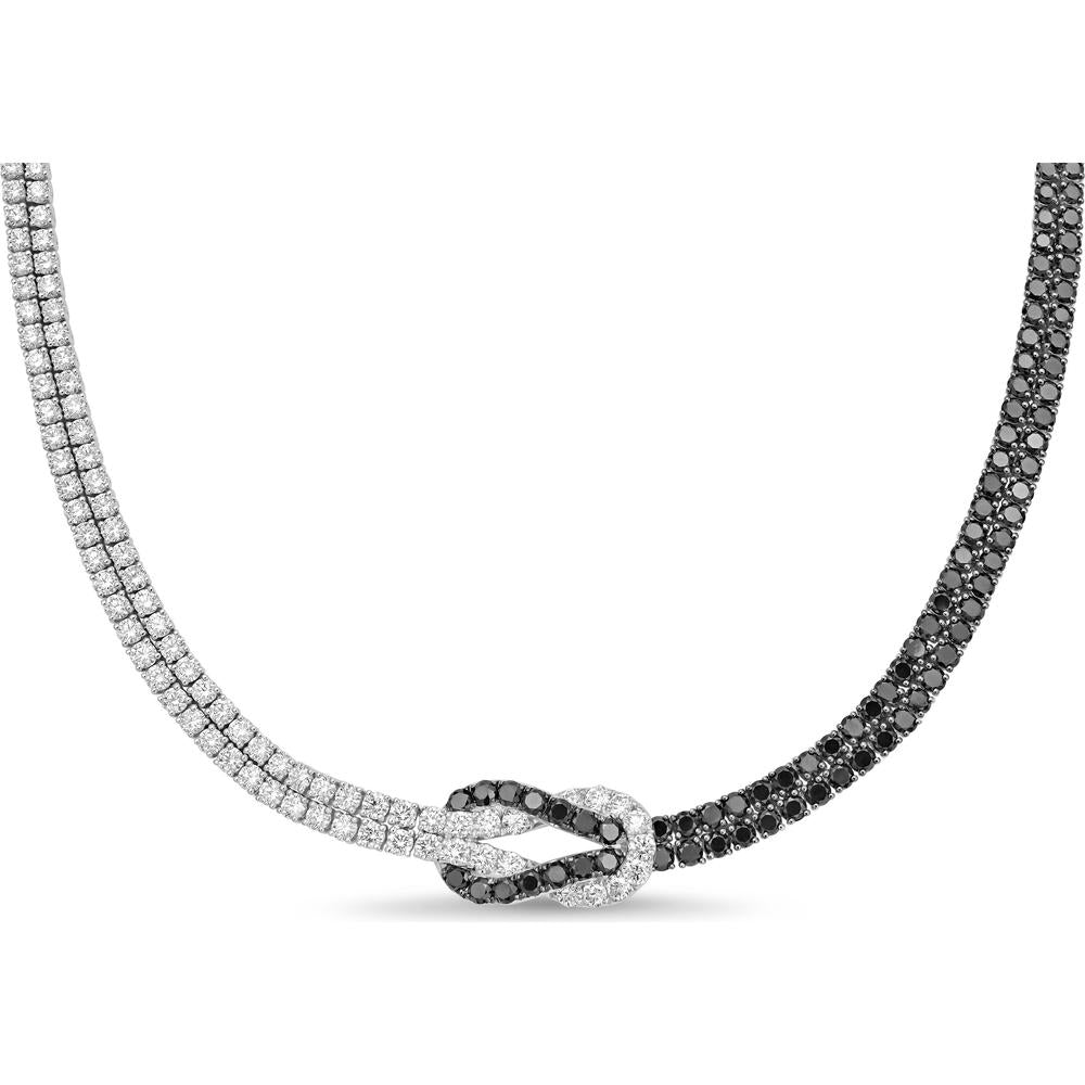 Charles Krypell - Diamond and Black Diamond Hercules Knot Necklace in 18K White Gold