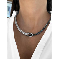 Charles Krypell - Diamond and Black Diamond Hercules Knot Necklace in 18K White Gold