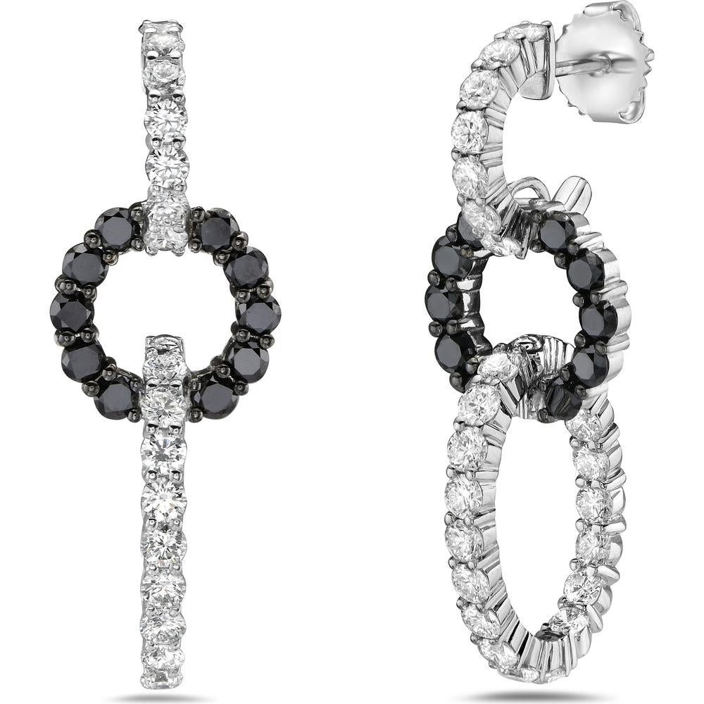 Charles Krypell - Diamond and Black Diamond Infinity Diamond Earrings in 18K White Gold