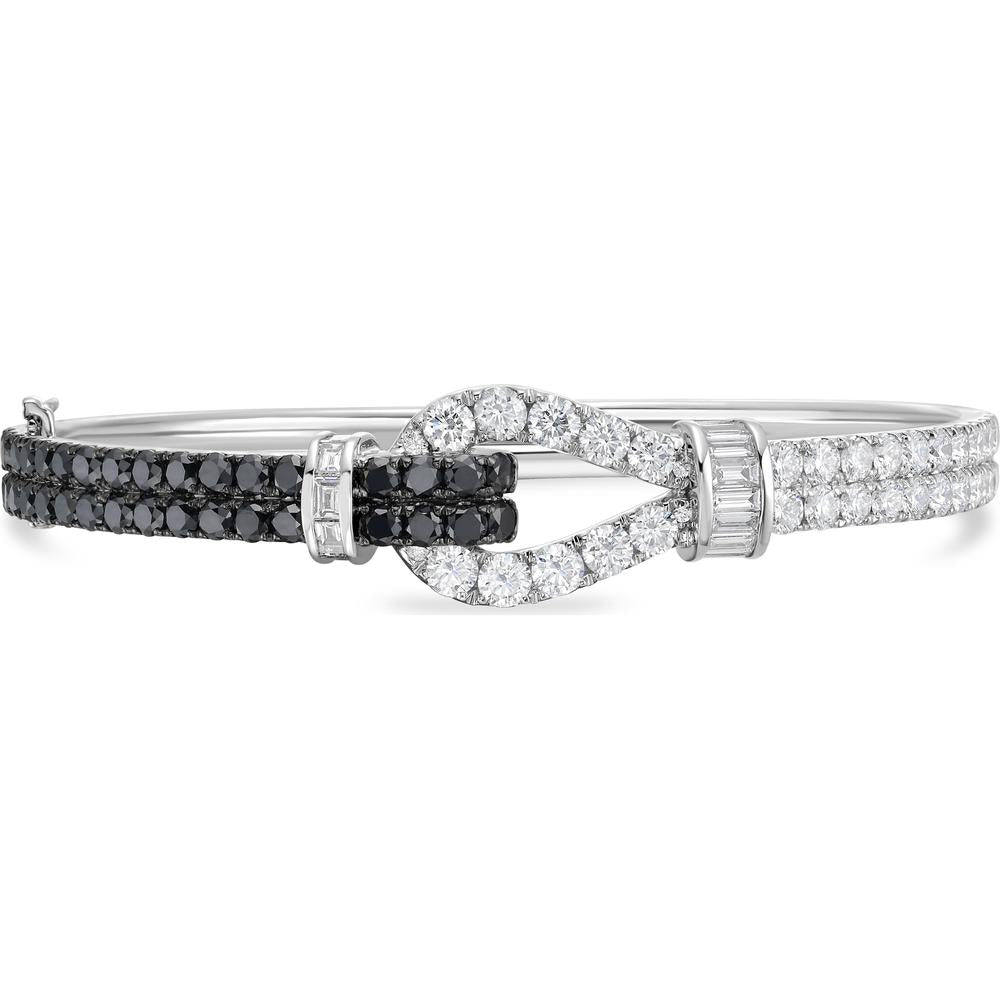 Charles Krypell - Diamond and Black Diamond Lasso Bangle in 18K White Gold