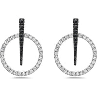 Charles Krypell - Diamond and Black Diamond Luna Earrings in 18K White Gold