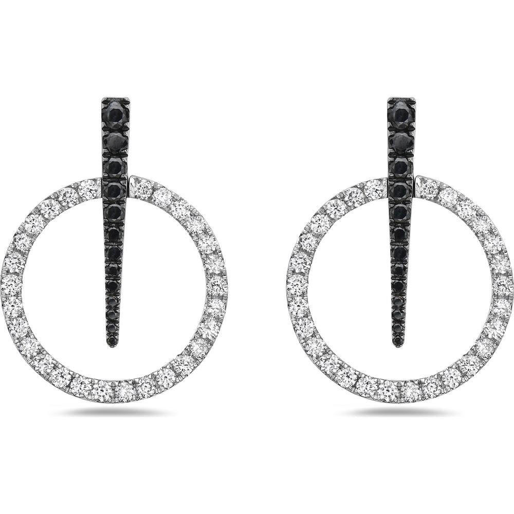 Charles Krypell - Diamond and Black Diamond Luna Earrings in 18K White Gold