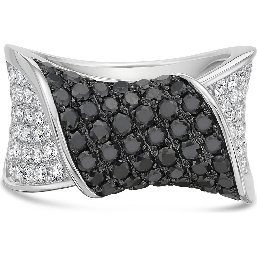 Charles Krypell - Diamond and Black Diamond Pavé Wave Band in 18K White Gold