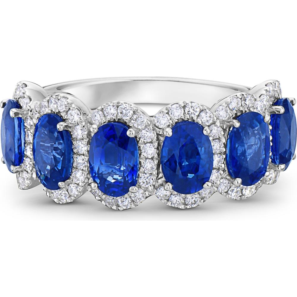 Charles Krypell - Diamond and Blue Sapphire Blue Sapphire Overlap Band in 18K White Gold