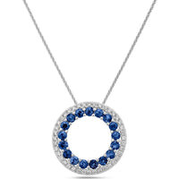 Charles Krypell - Diamond and Blue Sapphire Circle Of Life Pendant in 18K White Gold