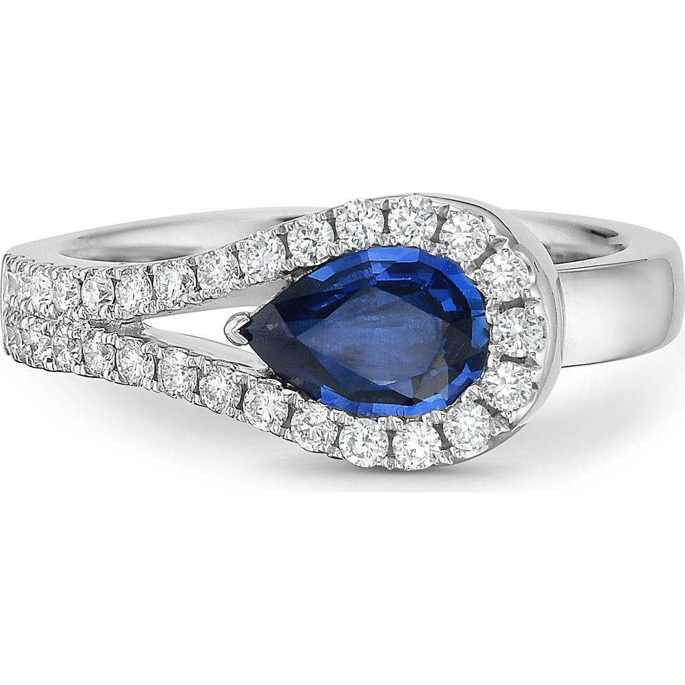 Charles Krypell - Diamond and Blue Sapphire Lasso Ring in 18K White Gold
