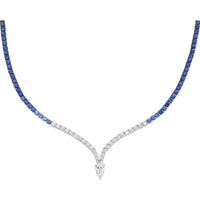 Charles Krypell - Diamond and Blue Sapphire Ombre Hourglass Necklace in 18K White Gold