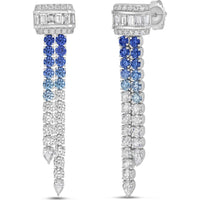 Charles Krypell - Diamond and Blue Sapphire Ombre Sapphire and Diamond Lariat Earrings in 18K White Gold