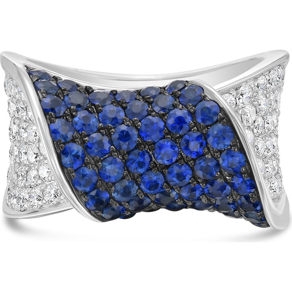 Charles Krypell - Diamond and Blue Sapphire Pavé Wave Band in 18K White Gold
